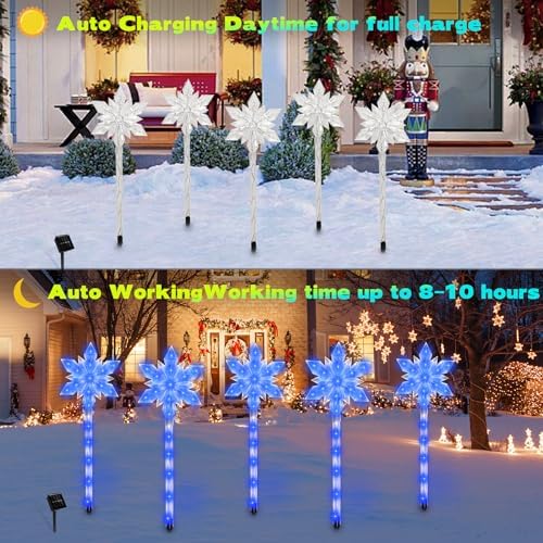 20 Pack Snowflake Solar Christmas Pathway Lights - Image 4