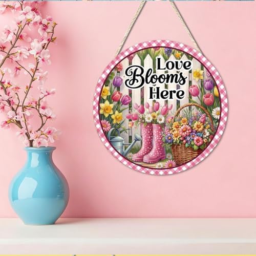 Love Blooms Here Floral Wooden Welcome Door Sign Wall Decor - Image 5