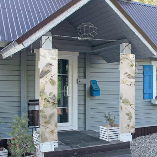 doginthehole 2 Pack Porch Banners for Front Door Aesthetic Floral Hummingbird Hanging Porch Flag for Outside Spring Summer Porch Signs and Decor Outdoor - Image 3