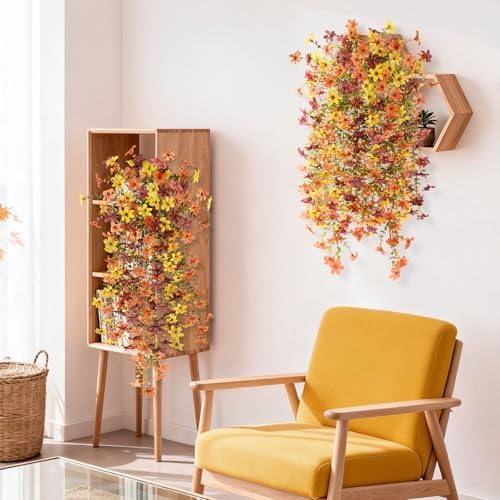 INQCMY Artificial Fake Hanging Flowers Plants for Outdoor Fall Decoration - Image 5