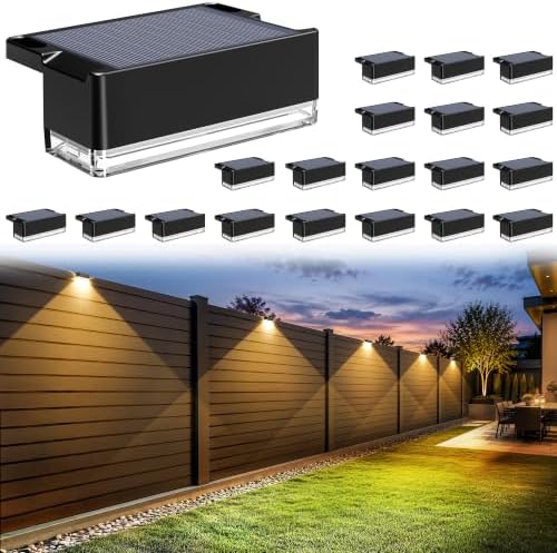 AUDERWIN Solar Fence Lights Outdoor 20 Pack-3000k/4000k/6000k, Waterproof by AUDERWIN