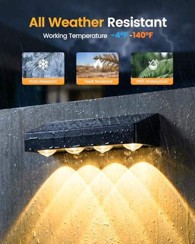 JOFIOS Fence Lights Solar Powered with Remote 12 Pack, Warm White, Cool White and RGB Color Glow LED Solar Lights Outdoor, Dusk to Dawn Solar Fence Lights for Patio, Backyard, Railing, Deck, and Wall - Image 6