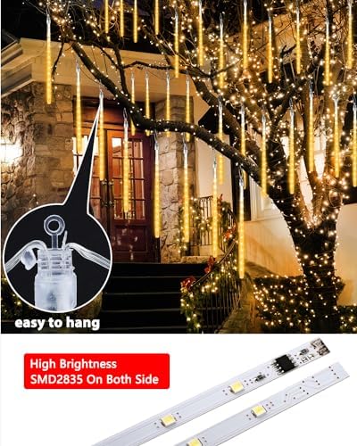 20 Tubes Warm White Solar Christmas Meteor Shower Icicle Lights 480 LED - Image 3