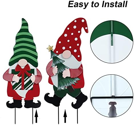 YEAHOME Outdoor Christmas Decorations for Home, Decorative Garden Stakes 2 Pack Gnomes for Christmas Decor, Metal Yard Signs Xmas Decorations for Outside Garden Yard Lawn Patio Holiday Party - Image 4