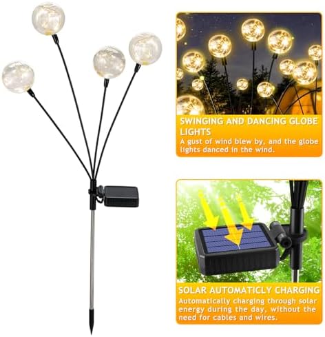 Outdoor Solar Lights for Yard, 4 Packs 16LED, Solar Globe Lights Outdoor, Garden Decor for Outside, Patio Decor for Outside, Unique Gifts for Women, Gifts for Grandma - Image 2