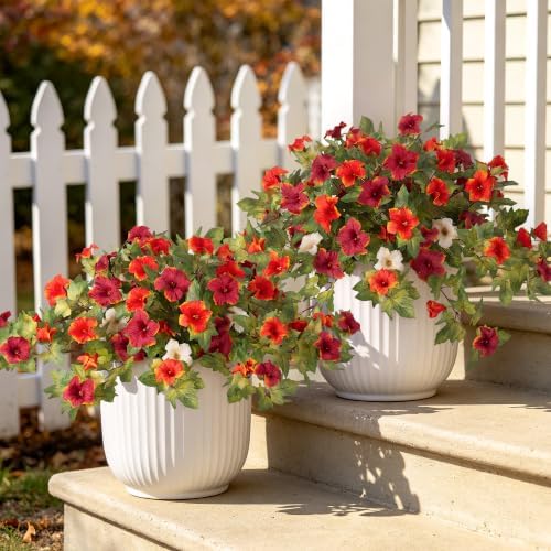 Ammyoo Artificial Fall Flowers Fake Petunias Plants for Outdoor Decoration by Ammyoo