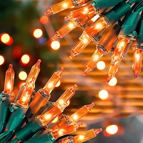 Hopolon Orange Halloween Mini Lights, 2 Pack 50 Count 13FT Green Wire by Hopolon