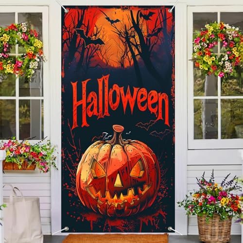 BlissYard Halloween Door Cover Jack Lantern Forest 35x71 Inch Polyester - Image 4