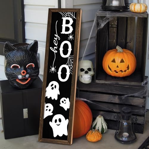 Halloween Boo Porch Sign Decor for Welcome Front Door Rustic Tall Welcome sign for Front Porch Standing Farmhouse Door Porch Decoration 31.5"H - Image 7