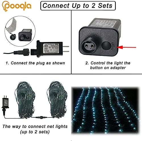 Pooqla Cool White Net Lights, 15x 5ft Christmas Lights Outdoor Green Wire - Image 4