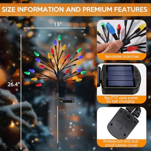 Solar Christmas Lights Outdoor Waterproof, Solar Powered Xmas Stake Lights - Image 6
