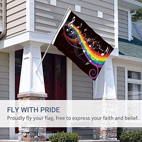 Yekiua Music Flag 3X5 Ft Outdoor Rainbow Music Musical Note Melody Premium Strongest Longest Lasting Flag Vivid Color With Brass Grommets - Image 5