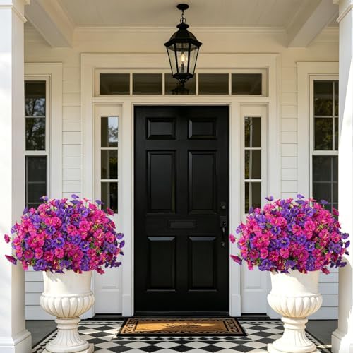 Artificial Faux Flowers for Outdoor, 12 Bundles UV Resistant Silk Morning Glory Flowers for Planter, Realistic Fake Flower Plants for Home Outside Porch Garden Spring Summer Decoration - Image 5
