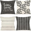 YCOLL Pillow Covers 18x18 Modern Sofa Throw Pillow Cover, Decorative Outdoor Linen Fabric Pillow Case for Couch Bed Car (Rustic Gray, 18x18,Set of 4) by PillowCoversExpert