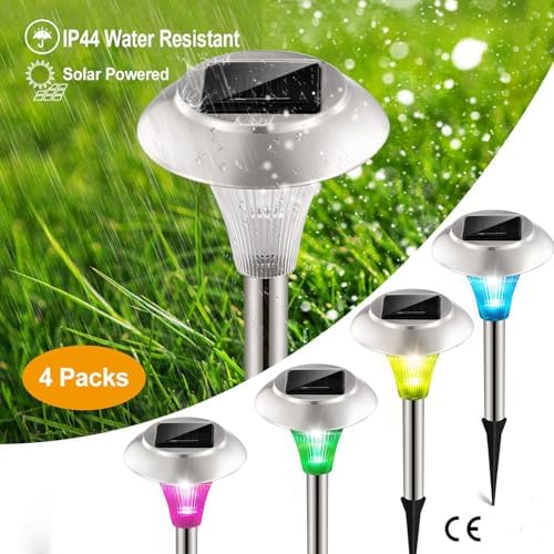 Solar Lights Outdoor Decorative, Solar Garden Lights Stakes, Flower Bed Decorations Mosaic, Decor for Path, IP44 Waterproof for Yard Driveway Walkway (4Packs) - Image 2