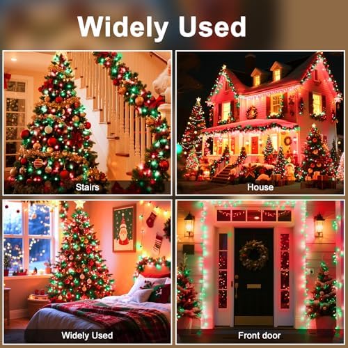 393 FT Christmas Lights 1000 LED Xmas Lights Outdoor Christams String Lights Waterproof 8 Modes & Timer, Fairy Lights Plug in for Weeding, Patio, Party, Holiday,Christmas Decor (Red+Green) - Image 6
