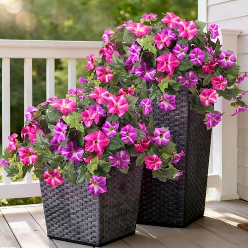 Ammyoo 4 Pcs Artificial Fake Petunia Flowers for Outdoor Decoration by Ammyoo