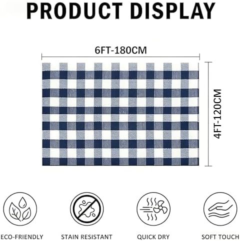 Buffalo Plaid Outdoor Rug 4x6 Ft Navy Blue and White Checkered Area Rug Washable Indoor Outdoor Rugs for Entryway,Hallway, Kitchen, Living Room, Dining Room, Bedroom - Image 2