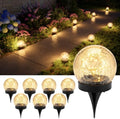 8 Pack 3.94" Warm White Solar Powered Crackle Glass Orb LED Lights by GVSHINE