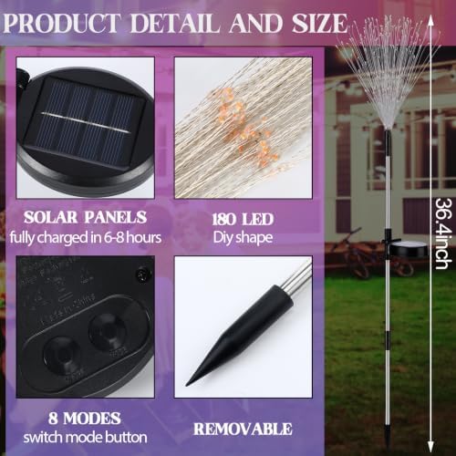 Tujoe 4 Pack Halloween Outdoor Garden Decoration Solar Firework Lights - Image 2
