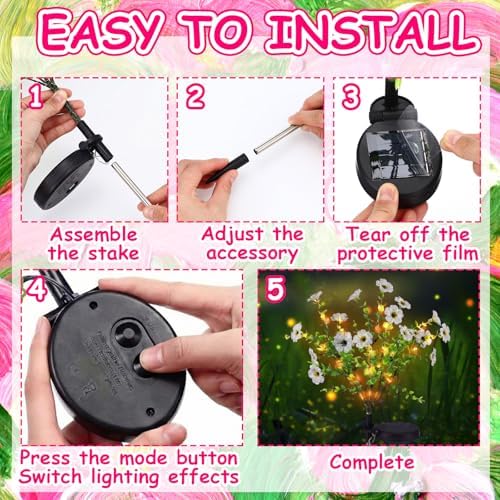 Glooglitter 2 Pack Milky Solar Flower Stake Light Outdoor Garden, Violet - Image 3