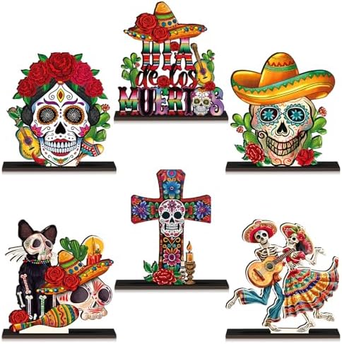 6 Pcs Sugar Skull Table Centerpieces for Day of The Dead Decorations by Amyhill