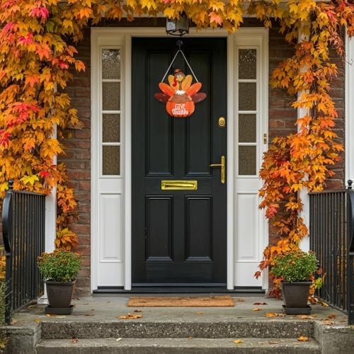 Wood Wreath for Front Door Porch Window Wall Hanging Decor (Thanksgiving) - Image 5