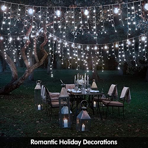 Led Christmas Lights Outdoor Christmas Decorations Hanging Light 400LED 8 Modes 75 Drops, Waterproof Outdoor Indoor Fairy Christmas Lights for Party, Holiday, Wedding, Eaves Decorations (CoolWhite) - Image 2