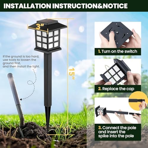 GIGALUMI Solar Lights Outdoor Waterproof 10 Pack, LED Garden Decor - Image 6