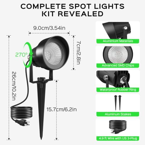 T-SUN Spot Lights Outdoor, Green Landscape Spotlights for Garden 2 Pack - Image 3