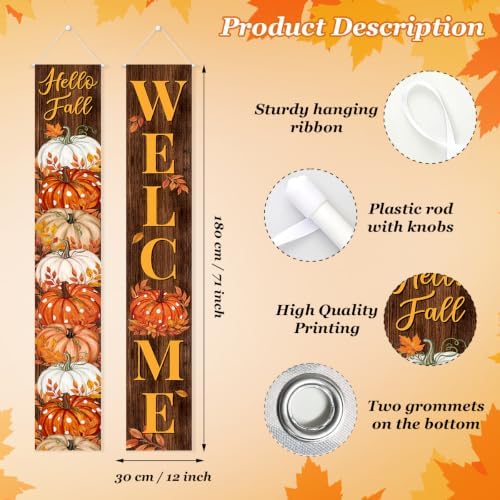 Fall Welcome Banner Porch Sign Hello Fall Banner Front Door Outdoor Decor - Image 3