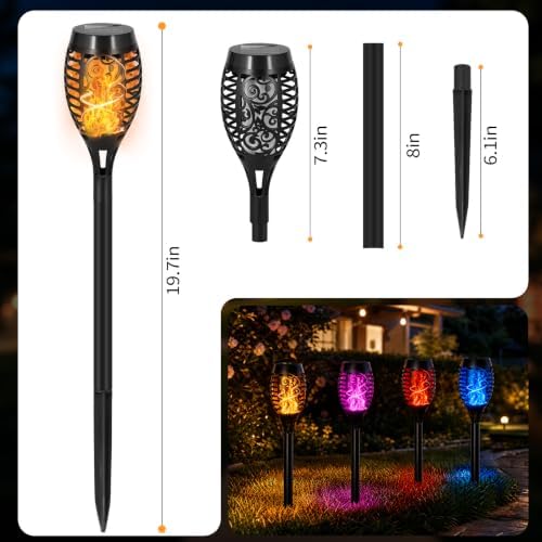 8 Pack Solar Pathway Lights Outdoor, Solar Torches Lights Holiday Decor - Image 2