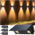 Solar Lights Outdoor Waterproof IP67, WarmWhite Solar Wall Lights Outdoor with Flexible Up and Down, Fence Lights Solar Powered Dusk to Dawn for Patio, House, Garage, Porch, Garden, Door (4 Pack) by IIRARA