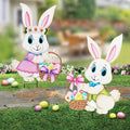 Easter Decorations Outdoor,2 Pack Metal Easter Egg Bunny Yard Signs for Outside,Cute Bunny Garden Stakes for Lawn,Yard,Rabbit Gifts for Women by HomeGardenDecorations