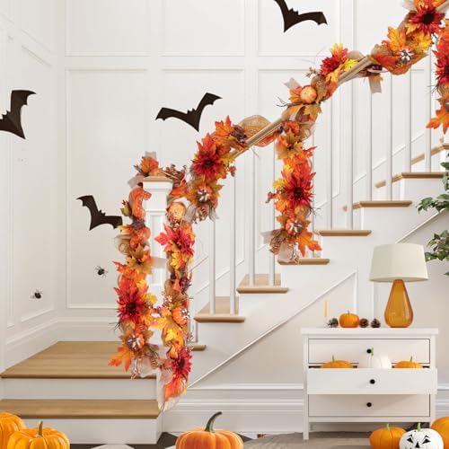 6ft Thick Fall Maple Leaves Garland with Sunflower & Pumpkin - Image 6