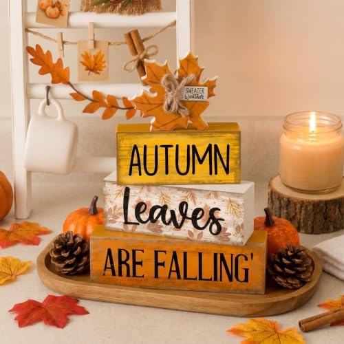 Lineshading 4 Pcs Fall Table Decorations Wooden Autumn Maple Leaf Decor - Image 3
