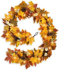 6 FT Lighted Fall Garland with Lights Pumpkins Automatic ON/Off by HomeDecor