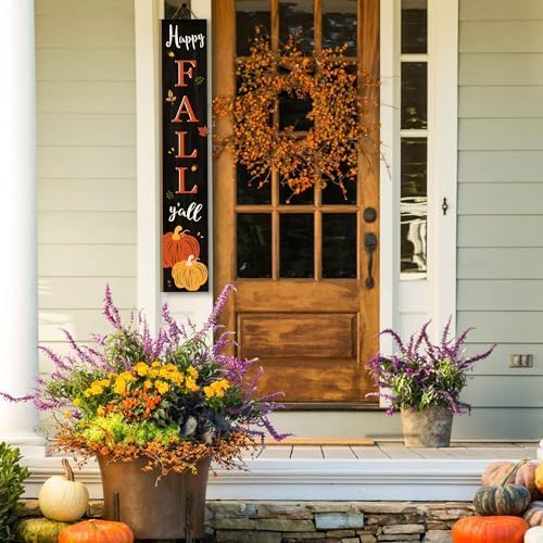 Happy Fall Y'all Welcome Porch Sign Decor Autumn Pumpkin Wooden Hanging Sign Door Porch Standing Decorative Signs Plaques for Front Door Farmhouse Outdoor Indoor Welcome Sign Wall Craft Decor 47.2"H - Image 6