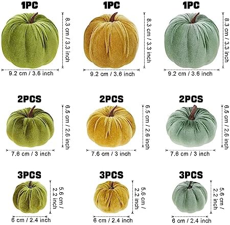 Woration 18pcs Small Velvet Fake 3 Size Artificial Pumpkins Fall Decoration - Image 2
