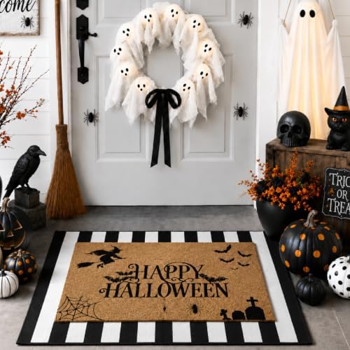 Duraaamo 2 Pcs Halloween Doormat Outdoor Happy Halloween Welcome Mats by Duraaamo