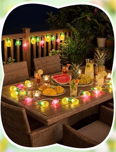 8.5FT Hawaiian Tropical String Lights 10LED Plug in Fairy Lights – Flamingo Pineapple Palm Tree, Waterproof Connectable Outdoor Lights for Luau Party Beach Pool Patio Indoor Summer Decor, UL Listed - Image 5