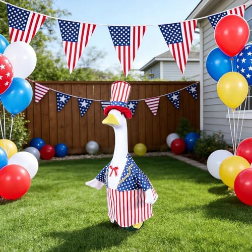 4th of July Patriotic Porch Goose Outfit for 23” Lawn Goose, Independence Day Goose Clothes and Hat, Yard Statue Costume 250th Anniversary US Memorial Day Garden Patio Outdoor Decor - Image 4