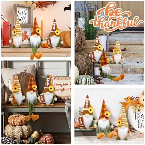 Fall Decorations for Home 3 Pack Fall Football Gnome Decor - Image 6