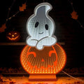 LED Halloween Pumpkin Light, Cute Neon Pumpkin and Ghost Sign Decor,11.57 Inch Halloween 3D Infinity Lights with USB Powered for Table, Room, Party Decoration by Unknown