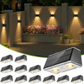 LANSOW Solar Fence Lights Outdoor, 12 Pack Solar Powered Lights Waterproof, 9 Modes Warm/Cool White RGB Up-Down Led Spot Wall Lights Dusk to Dawn Decor for Backyard, Deck, Patio, Pool, Railing(Black) by LANSOW