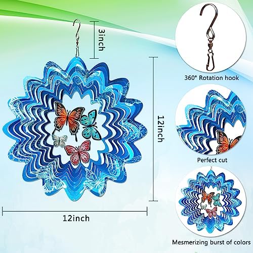 Butterfly Wind Spinner, 12 inch Metal Wind Spinners Outdoor - Image 5