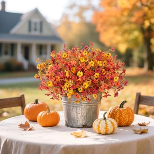 ADXORA 12 Bundles Fake Artificial Mums Fall Flowers for Outdoor Decoration - Image 5
