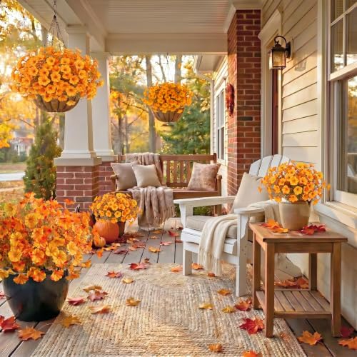 Ouddy Decor 24 Bundles Artificial Flowers for Outdoors (24, Light Orange) - Image 3