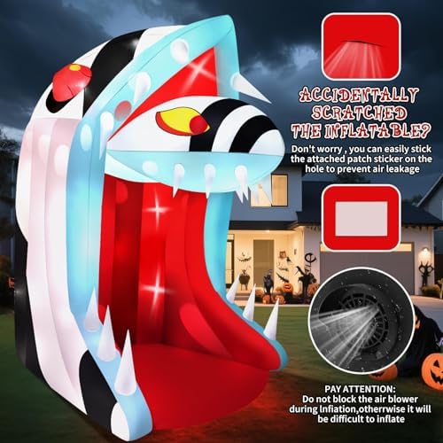 10FT Halloween Inflatable, Kalolary Halloween Outdoor Decor with Open Mouth - Image 4