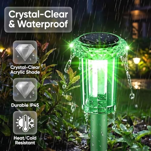 Eyrosa Halloween Solar Outdoor Lights, 10 Pack Solar Pathway Lights Outdoor Waterproof, Stainless Steel Stake Lighting for Garden Yard Path Walkway Driveway Patio Lawn Outside Décor,Green - Image 4